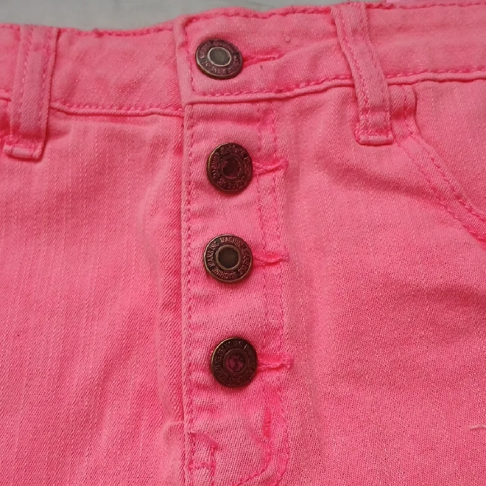 Pink Distressed Denim Shorts - Picture 3 of 7